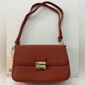 Kayla and Ava Small Brown Shoulder Purse With Gold Hardware